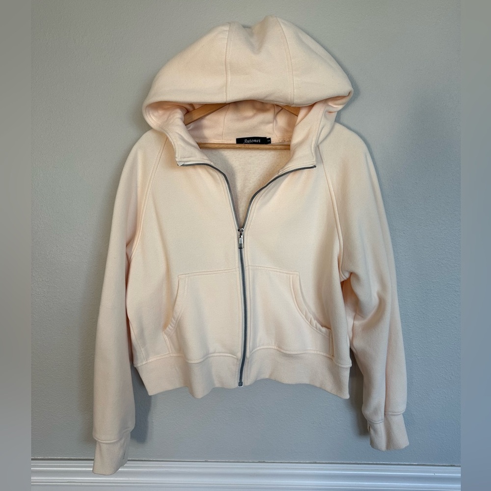 Women's Cream Sweatshirt Zip-up Hoodie Jacket